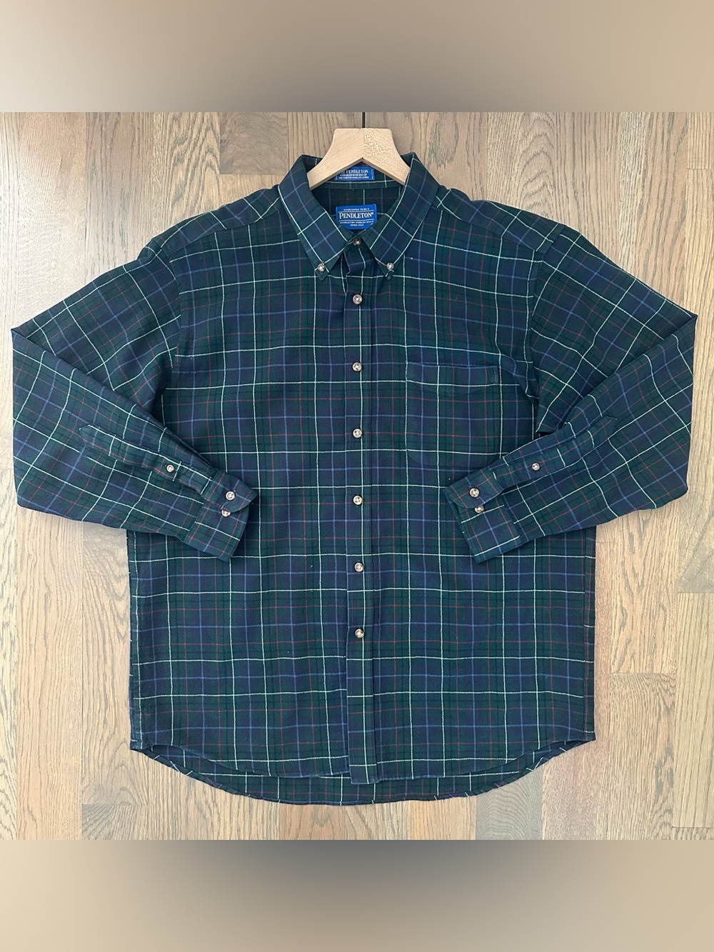 Pendleton Sir Pendleton Men's Worsted Wool Shirt in Hunting Tartan Green XL - Picture 2 of 13